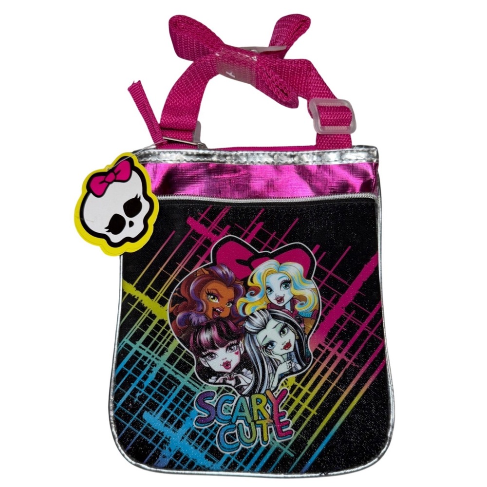Monster High Crossbody Bag Purse Black Pink Glitter NWT Deadstock